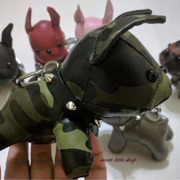 NWT French bulldog PU leather keychain w/ metal ring key ring - Picture 13 of 16